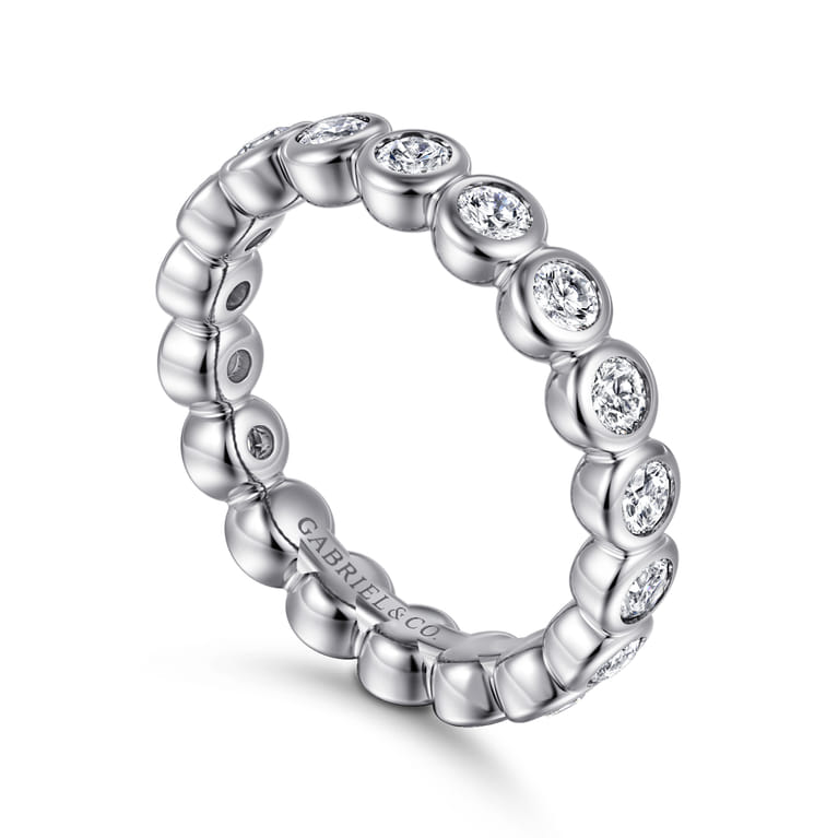 Eternity Band Wedding Ring in 14k White Gold with Round Natural Diamond at Gabriel & Co. - Shot 3