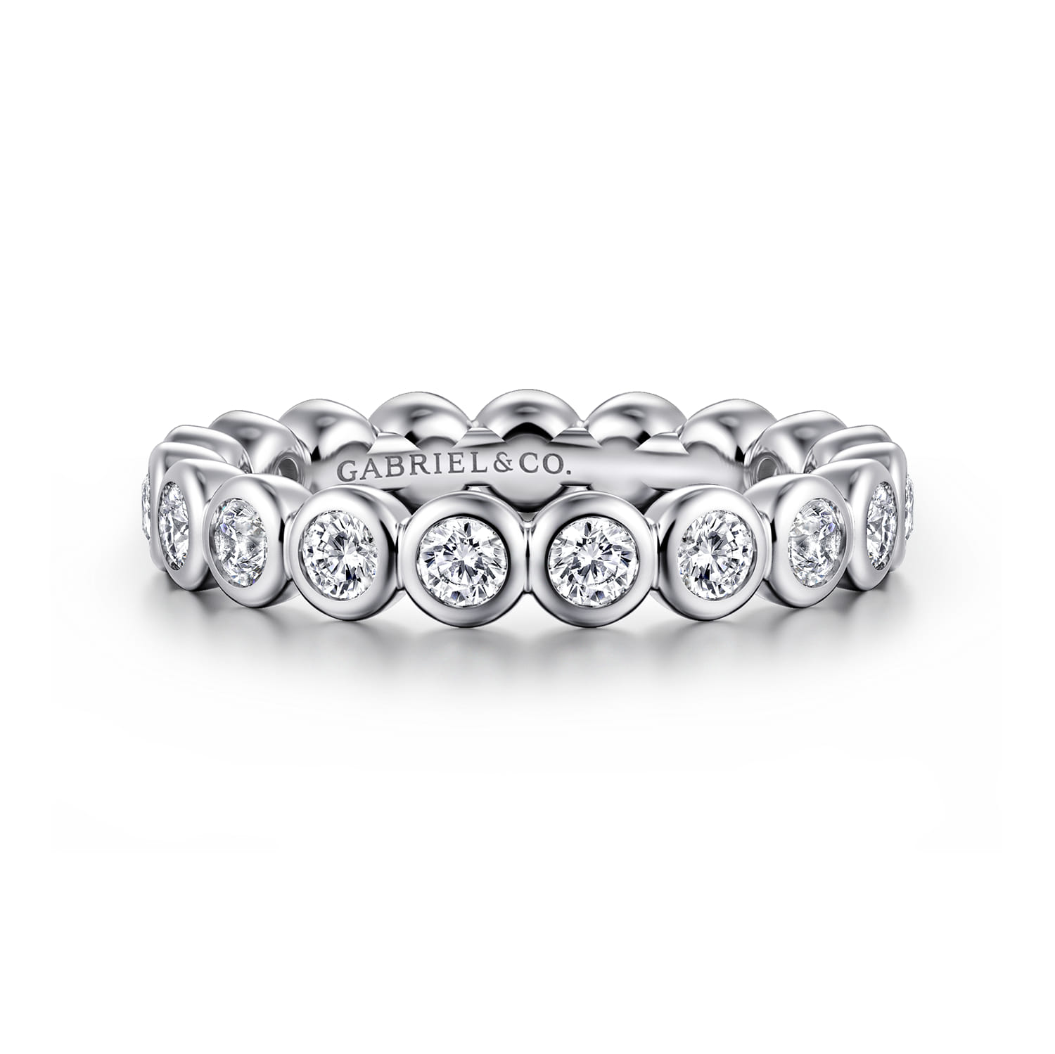Eternity Band Wedding Ring in 14k White Gold with Round Natural Diamond at Gabriel & Co. - Shot 1