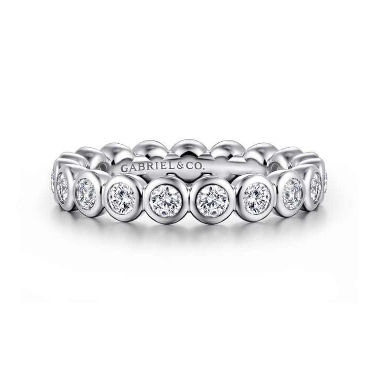Eternity Band Wedding Ring in 14k White Gold with Round Natural Diamond at Gabriel & Co. - Shot 1