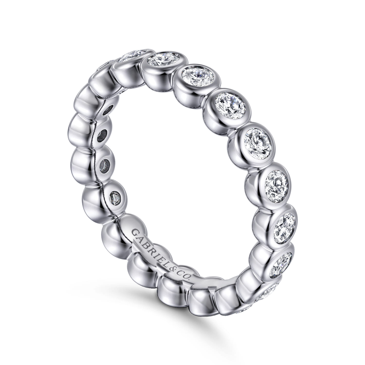 Eternity Band Wedding Ring in 14k White Gold with Round Natural Diamond at Gabriel & Co. - Shot 3