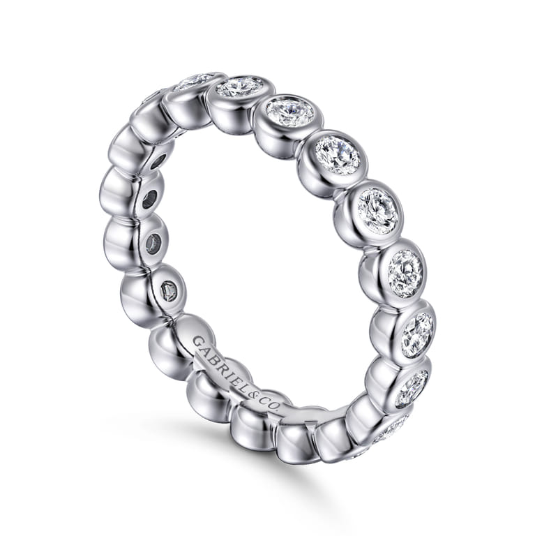 Eternity Band Wedding Ring in 14k White Gold with Round Natural Diamond at Gabriel & Co. - Shot 3
