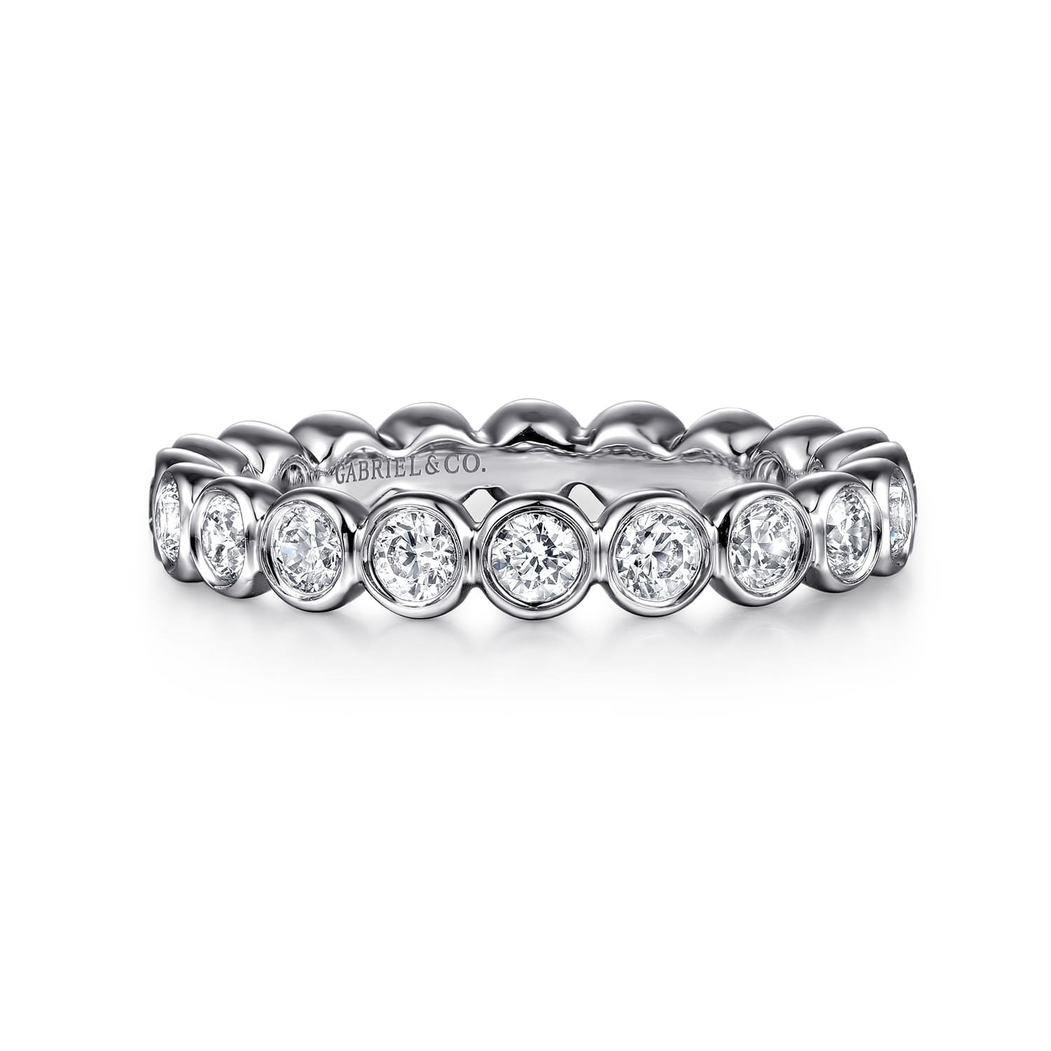 Eternity Band Wedding Ring in 14k White Gold with Round Natural Diamond at Gabriel & Co. - Shot 1