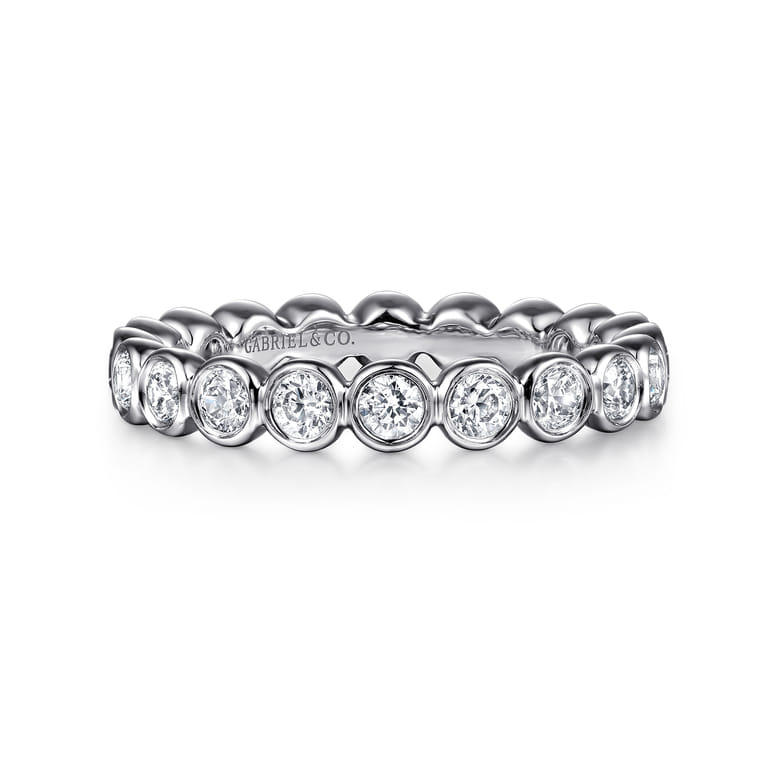Eternity Band Wedding Ring in 14k White Gold with Round Natural Diamond at Gabriel & Co. - Shot 1