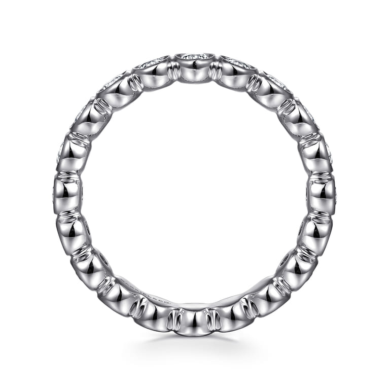 Eternity Band Wedding Ring in 14k White Gold with Round Natural Diamond at Gabriel & Co. - Shot 2