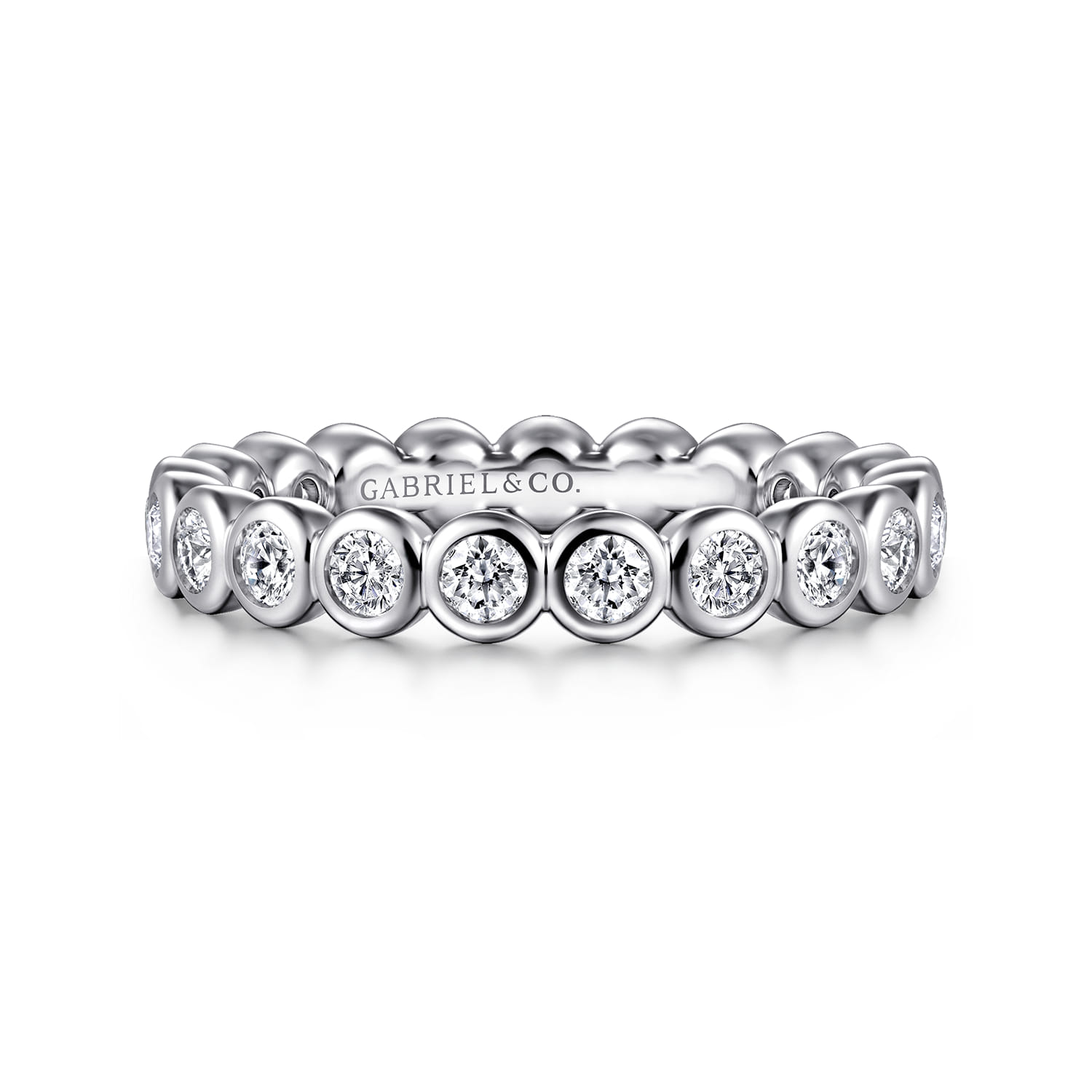 Eternity Band Wedding Ring in 14k White Gold with Round Natural Diamond at Gabriel & Co. - Shot 1