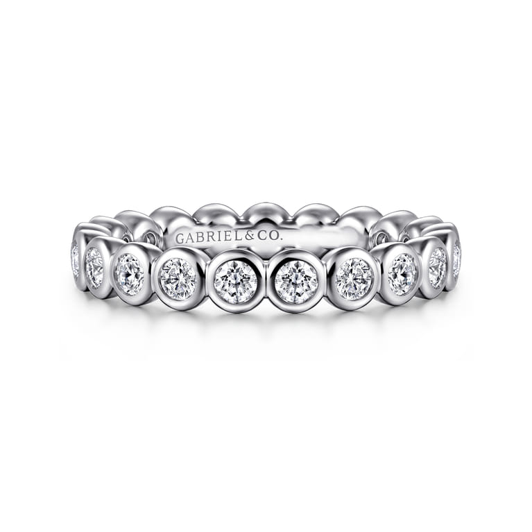 Eternity Band Wedding Ring in 14k White Gold with Round Natural Diamond at Gabriel & Co. - Shot 1