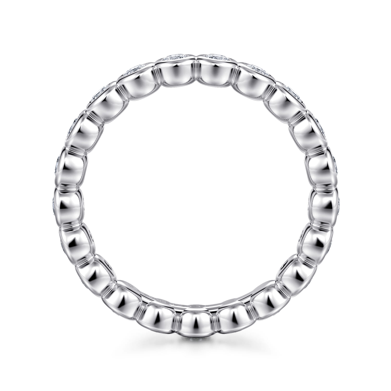 Eternity Band Wedding Ring in 14k White Gold with Round Natural Diamond at Gabriel & Co. - Shot 2