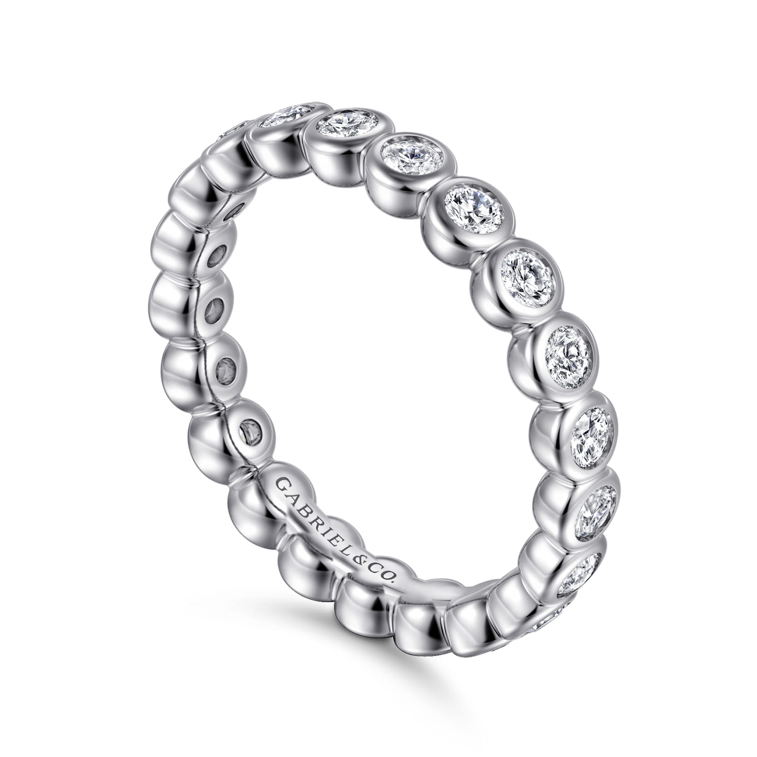 Eternity Band Wedding Ring in 14k White Gold with Round Natural Diamond at Gabriel & Co. - Shot 3