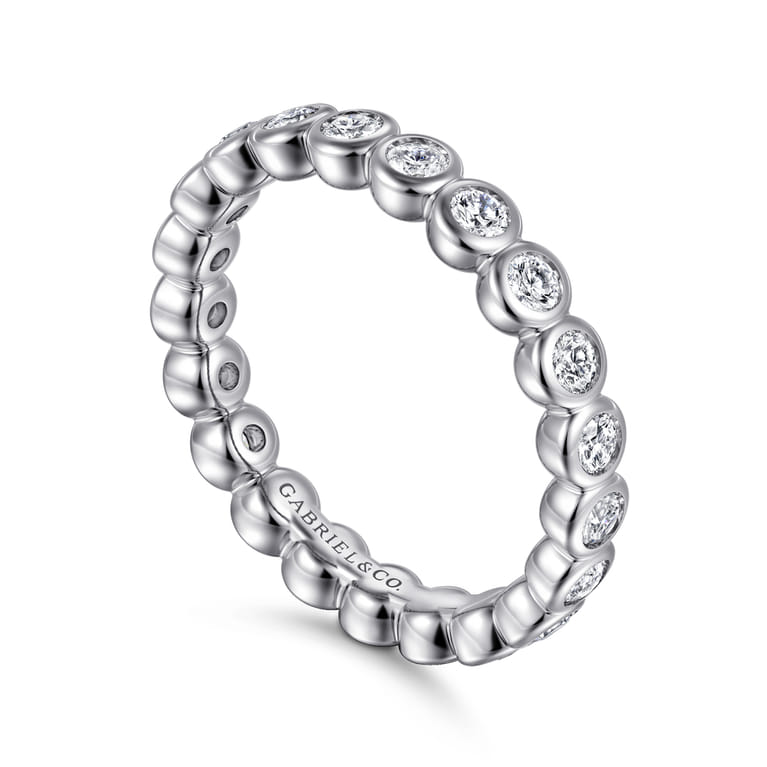 Eternity Band Wedding Ring in 14k White Gold with Round Natural Diamond at Gabriel & Co. - Shot 3
