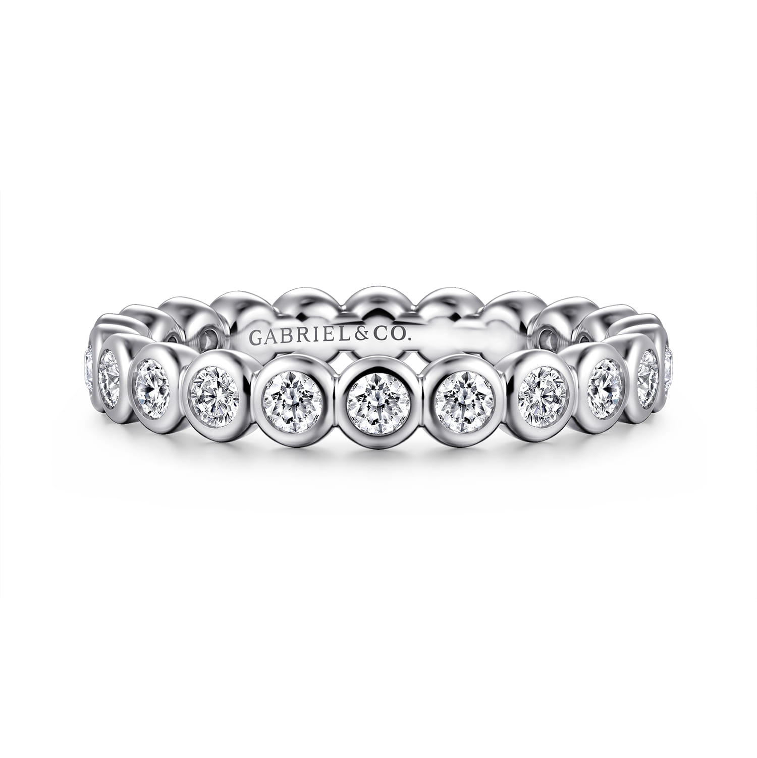 Eternity Band Wedding Ring in 14k White Gold with Round Natural Diamond at Gabriel & Co. - Shot 1