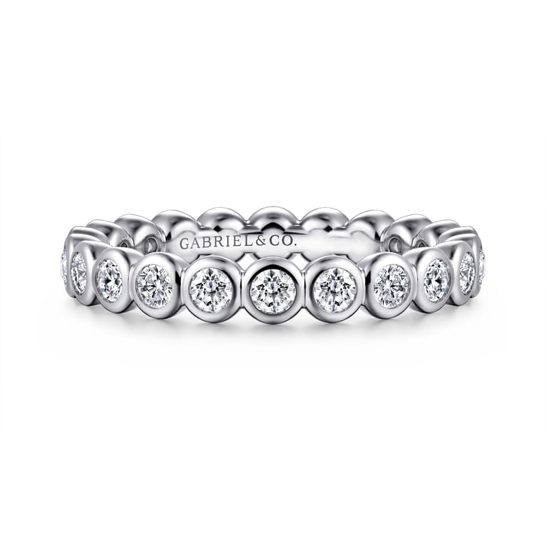 Eternity Band Wedding Ring in 14k White Gold with Round Natural Diamond at Gabriel & Co. - Shot 1