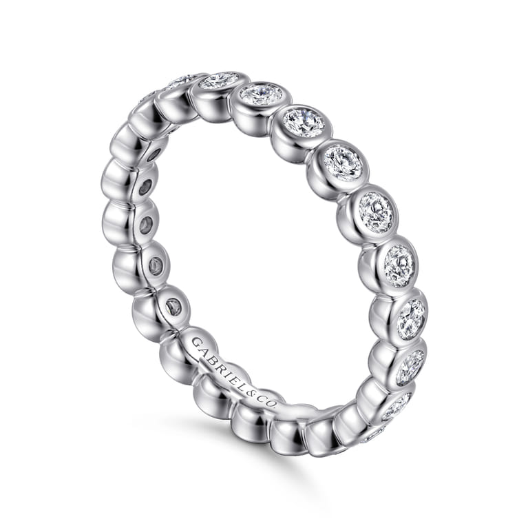 Eternity Band Wedding Ring in 14k White Gold with Round Natural Diamond at Gabriel & Co. - Shot 3