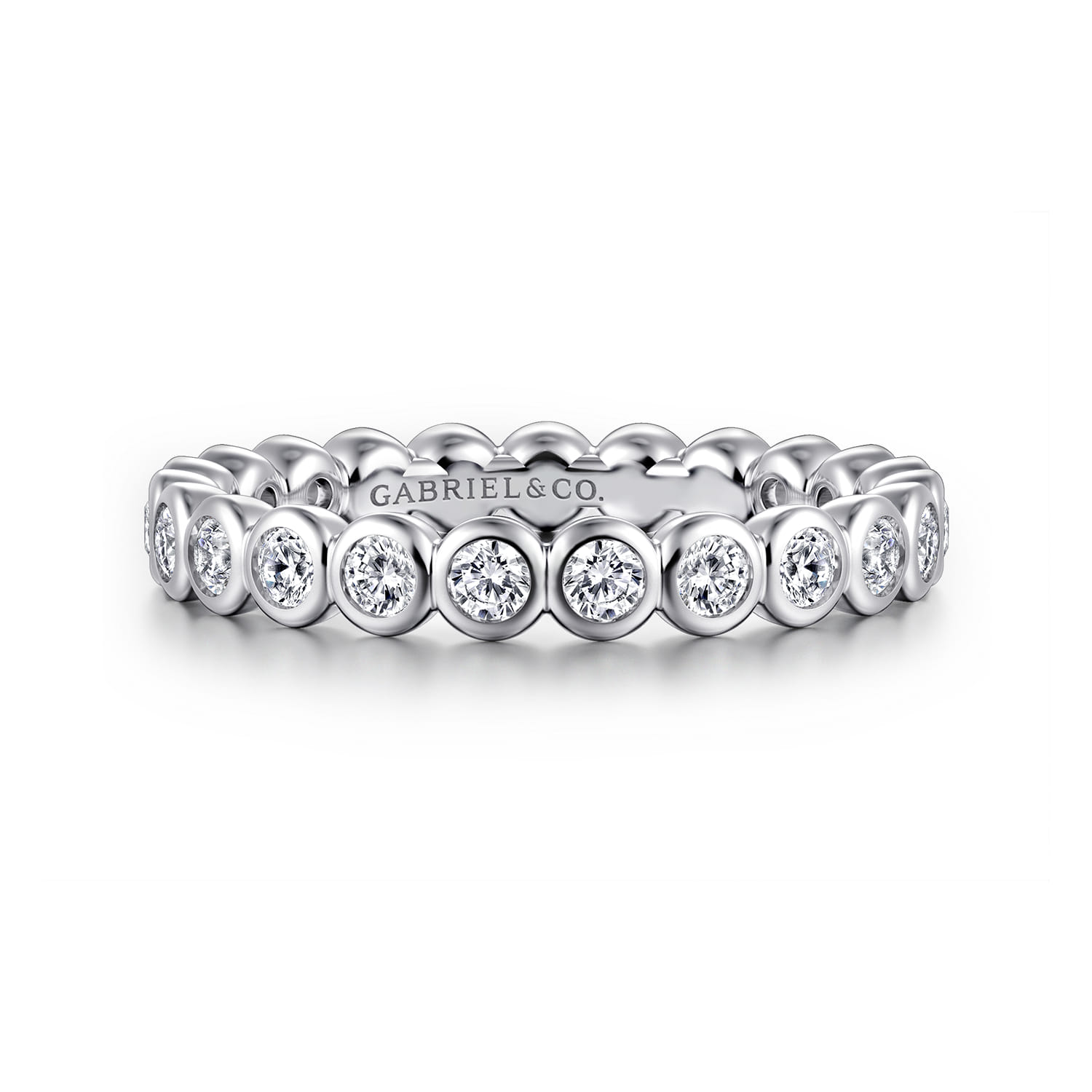 Eternity Band Wedding Ring in 14k White Gold with Round Natural Diamond at Gabriel & Co. - Shot 1