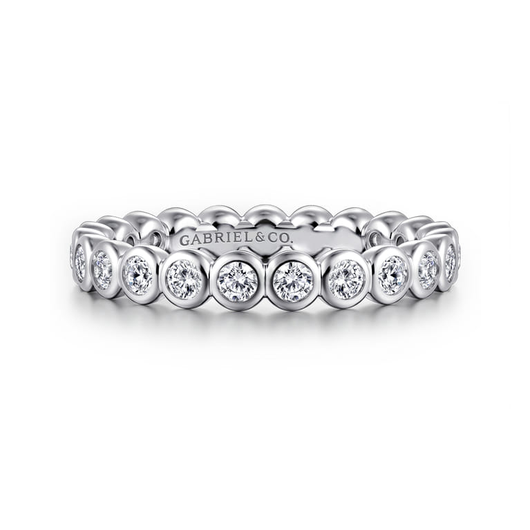 Eternity Band Wedding Ring in 14k White Gold with Round Natural Diamond at Gabriel & Co. - Shot 1