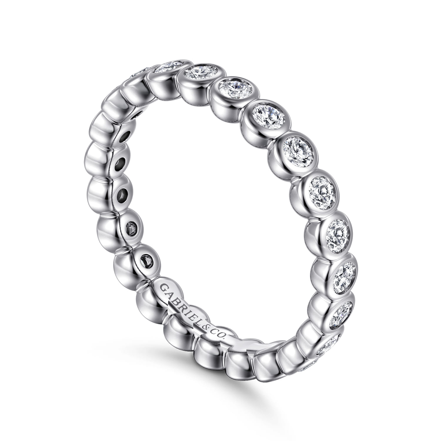 Eternity Band Wedding Ring in 14k White Gold with Round Natural Diamond at Gabriel & Co. - Shot 3