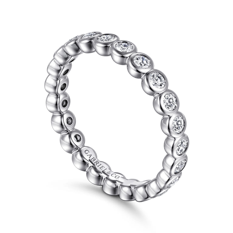 Eternity Band Wedding Ring in 14k White Gold with Round Natural Diamond at Gabriel & Co. - Shot 3