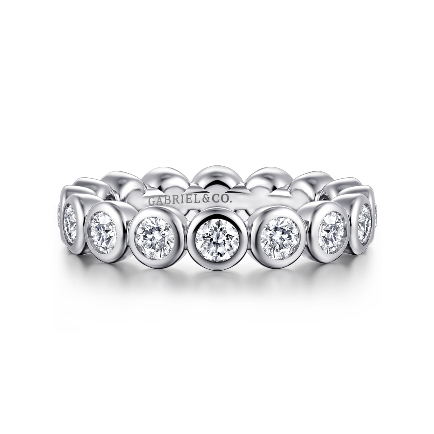 Eternity Band Wedding Ring in 14k White Gold with Round Natural Diamond at Gabriel & Co. - Shot 1