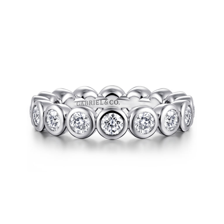 Eternity Band Wedding Ring in 14k White Gold with Round Natural Diamond at Gabriel & Co. - Shot 1
