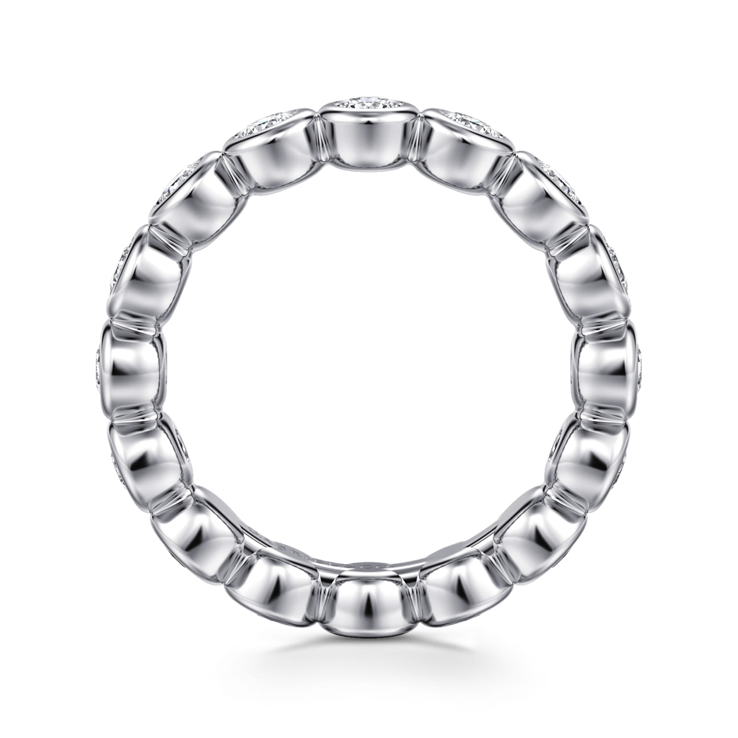 Eternity Band Wedding Ring in 14k White Gold with Round Natural Diamond at Gabriel & Co. - Shot 2