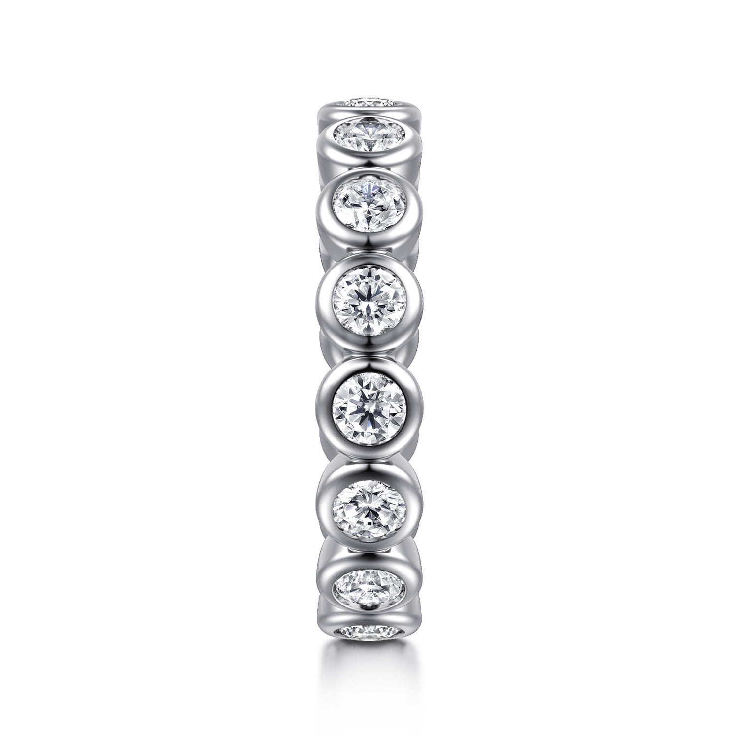 Eternity Band Wedding Ring in 14k White Gold with Round Natural Diamond at Gabriel & Co. - Shot 4