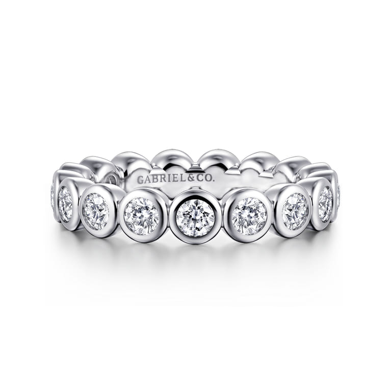 Eternity Band Wedding Ring in 14k White Gold with Round Natural Diamond at Gabriel & Co. - Shot 1