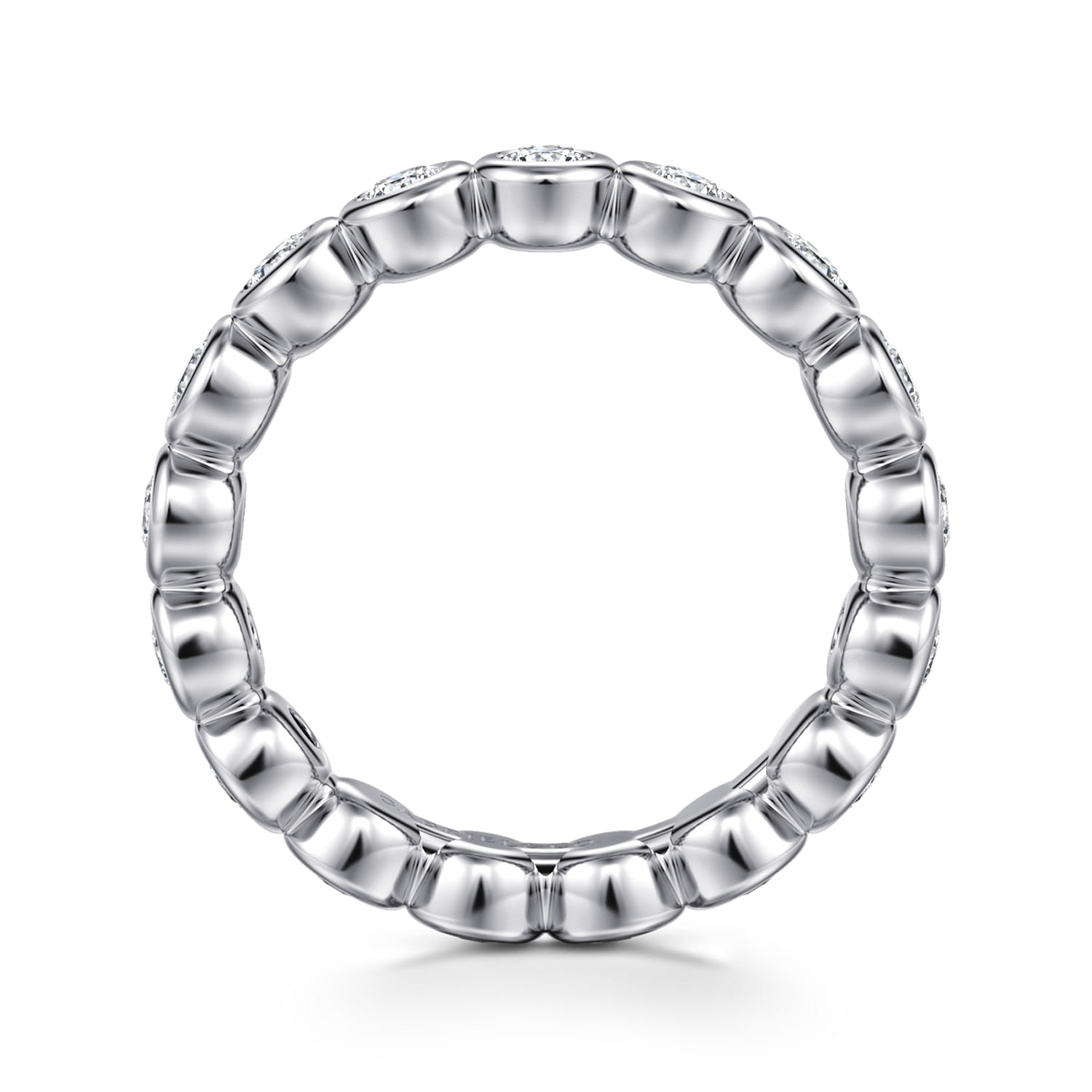 Eternity Band Wedding Ring in 14k White Gold with Round Natural Diamond at Gabriel & Co. - Shot 2