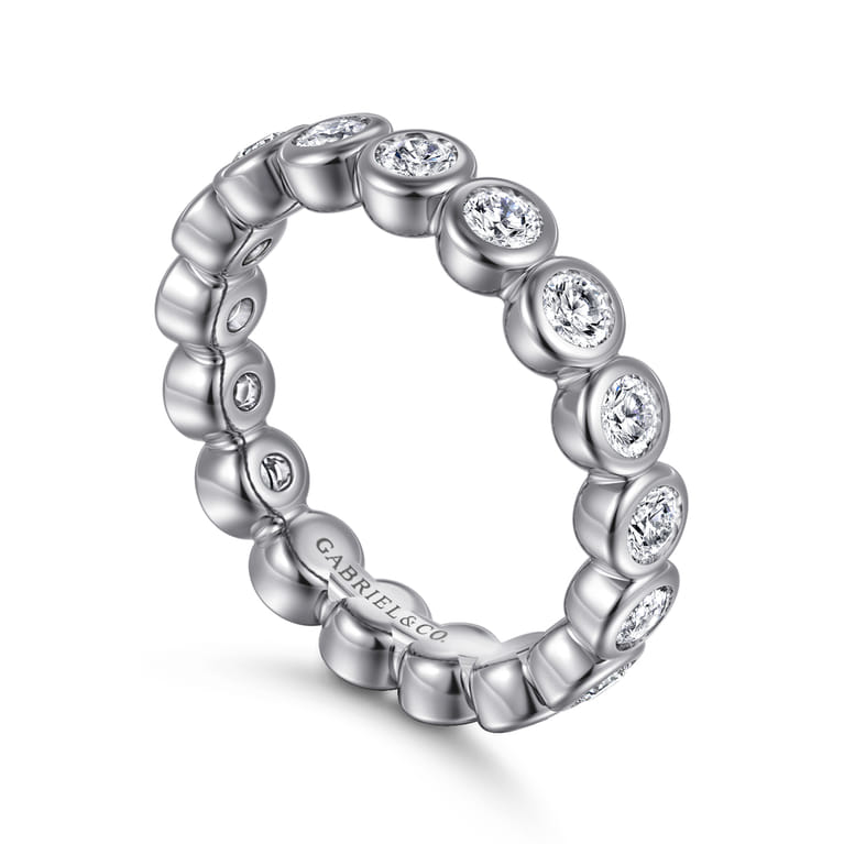 Eternity Band Wedding Ring in 14k White Gold with Round Natural Diamond at Gabriel & Co. - Shot 3
