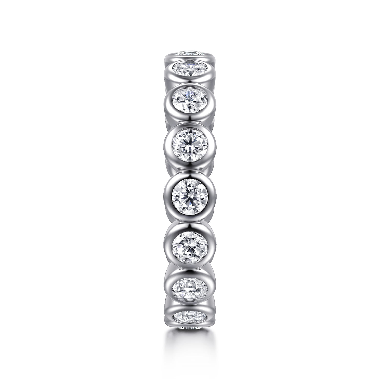 Eternity Band Wedding Ring in 14k White Gold with Round Natural Diamond at Gabriel & Co. - Shot 4