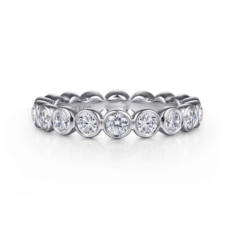 Eternity Band Wedding Ring in 14k White Gold with Round Natural Diamond at Gabriel & Co. - Shot 1