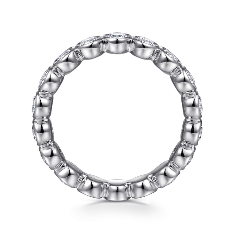 Eternity Band Wedding Ring in 14k White Gold with Round Natural Diamond at Gabriel & Co. - Shot 2