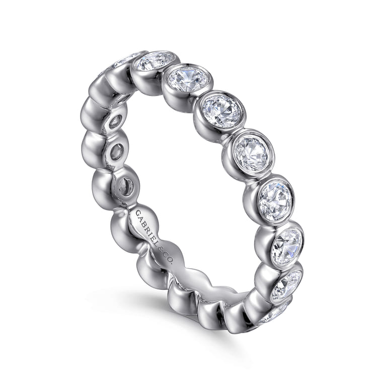 Eternity Band Wedding Ring in 14k White Gold with Round Natural Diamond at Gabriel & Co. - Shot 3