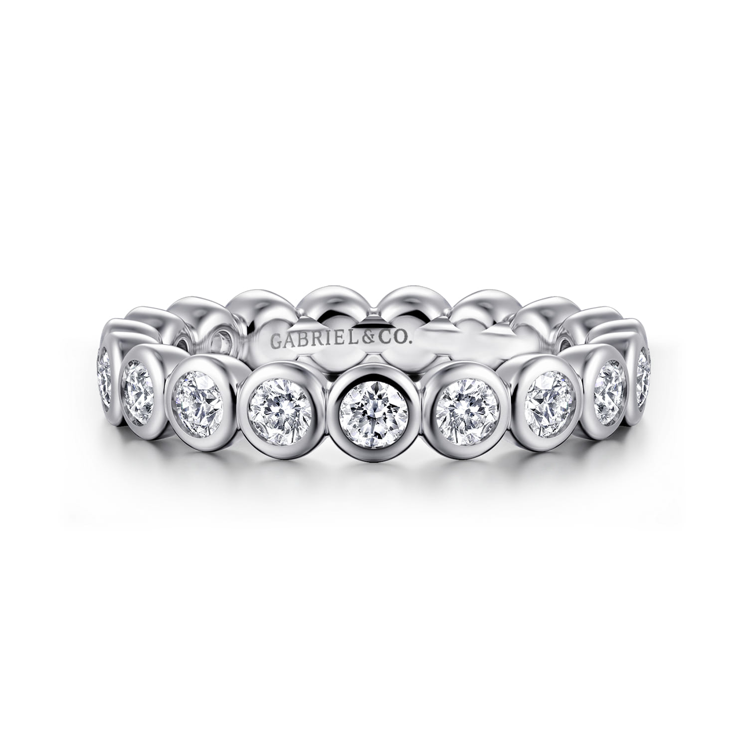 Eternity Band Wedding Ring in 14k White Gold with Round Natural Diamond at Gabriel & Co. - Shot 1