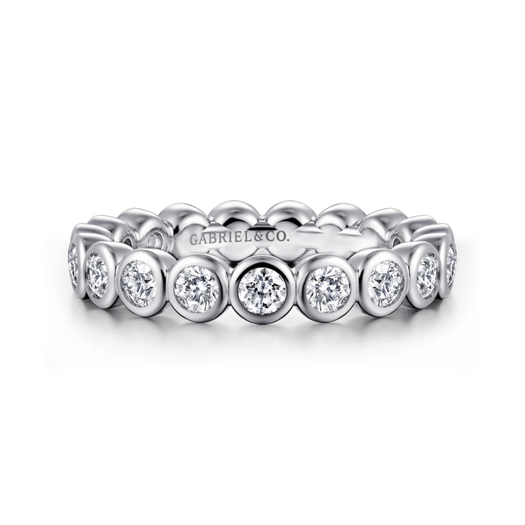 Eternity Band Wedding Ring in 14k White Gold with Round Natural Diamond at Gabriel & Co. - Shot 1
