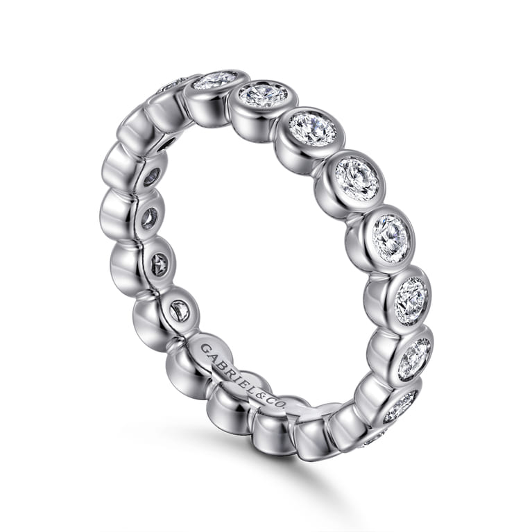 Eternity Band Wedding Ring in 14k White Gold with Round Natural Diamond at Gabriel & Co. - Shot 3
