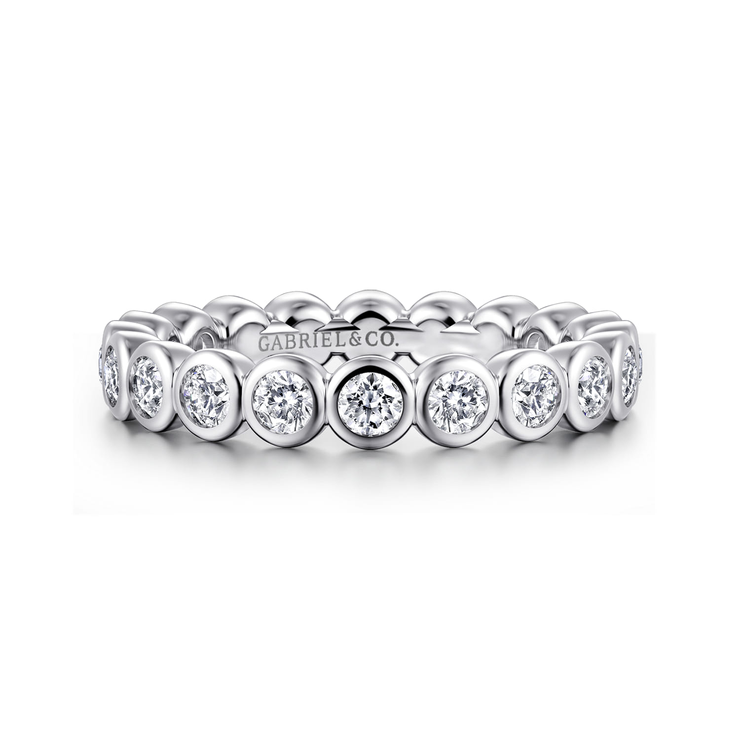 Eternity Band Wedding Ring in 14k White Gold with Round Natural Diamond at Gabriel & Co. - Shot 1