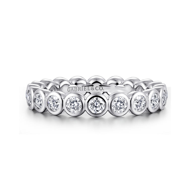 Eternity Band Wedding Ring in 14k White Gold with Round Natural Diamond at Gabriel & Co. - Shot 1