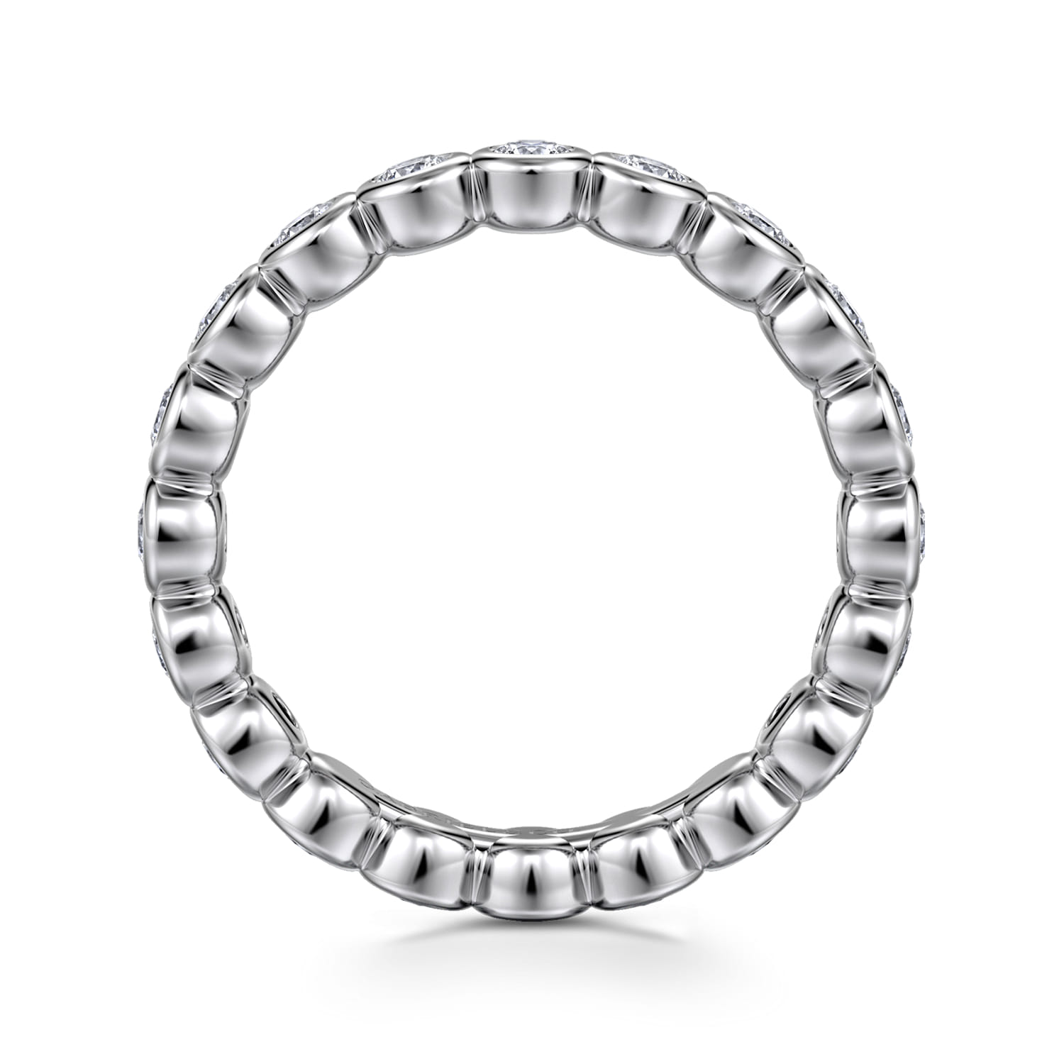 Eternity Band Wedding Ring in 14k White Gold with Round Natural Diamond at Gabriel & Co. - Shot 2