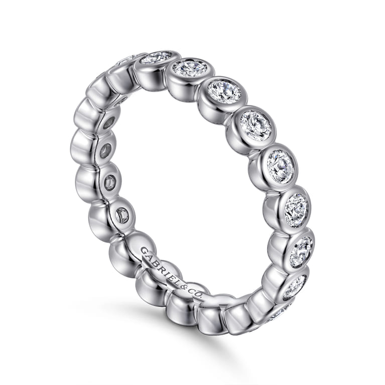Eternity Band Wedding Ring in 14k White Gold with Round Natural Diamond at Gabriel & Co. - Shot 3
