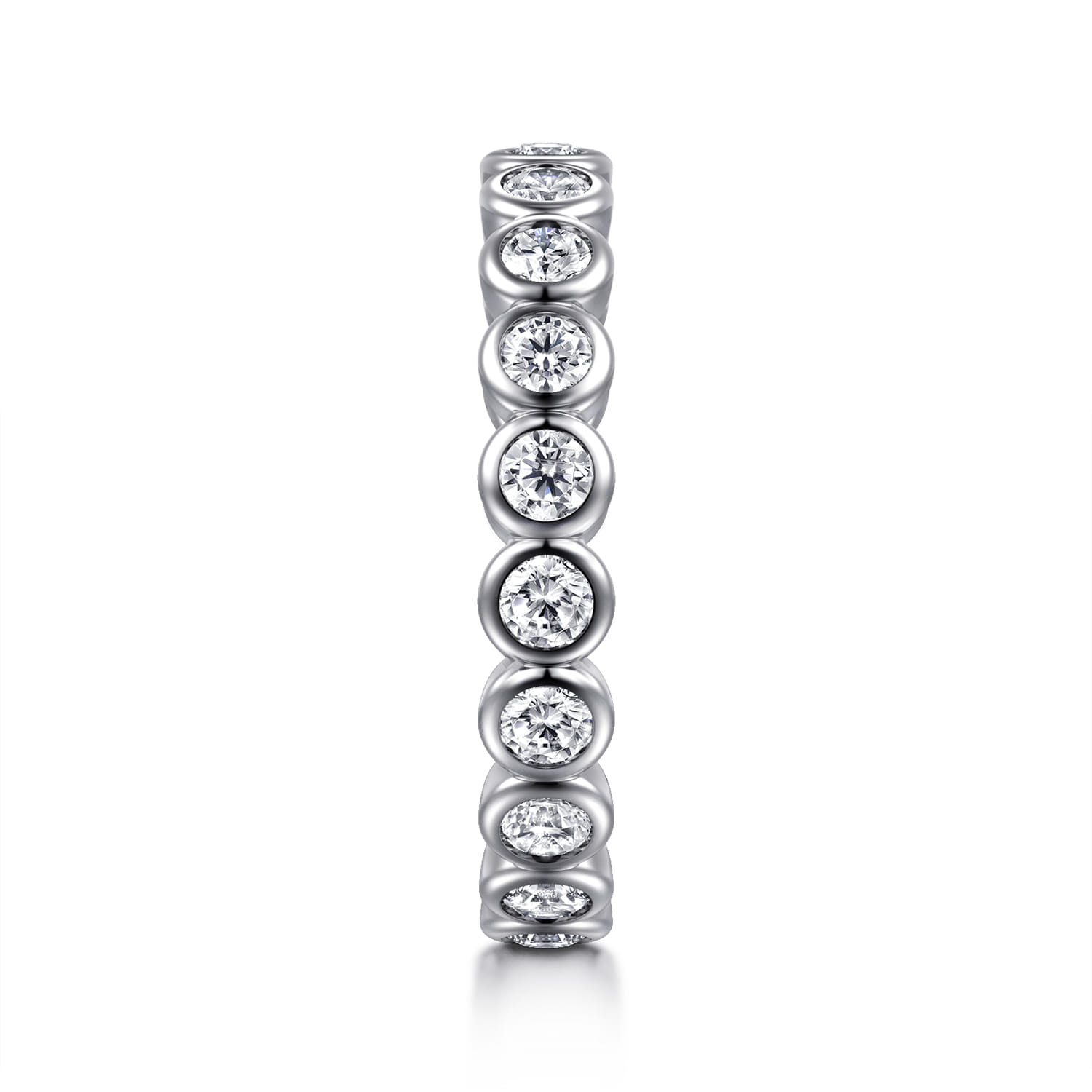 Eternity Band Wedding Ring in 14k White Gold with Round Natural Diamond at Gabriel & Co. - Shot 4