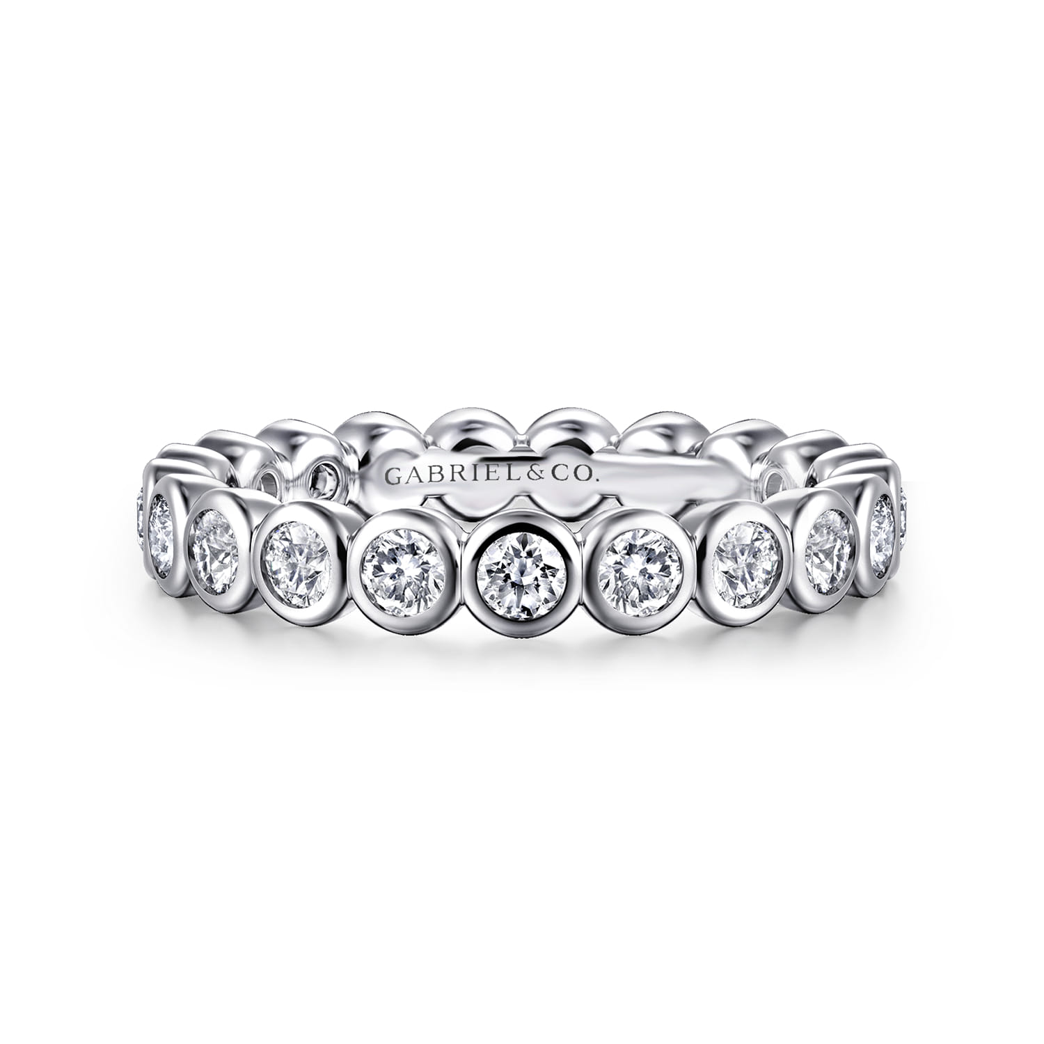 Eternity Band Wedding Ring in 14k White Gold with Round Natural Diamond at Gabriel & Co. - Shot 1