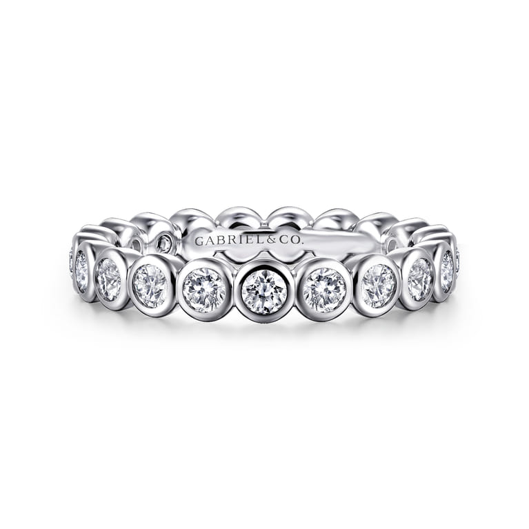 Eternity Band Wedding Ring in 14k White Gold with Round Natural Diamond at Gabriel & Co. - Shot 1