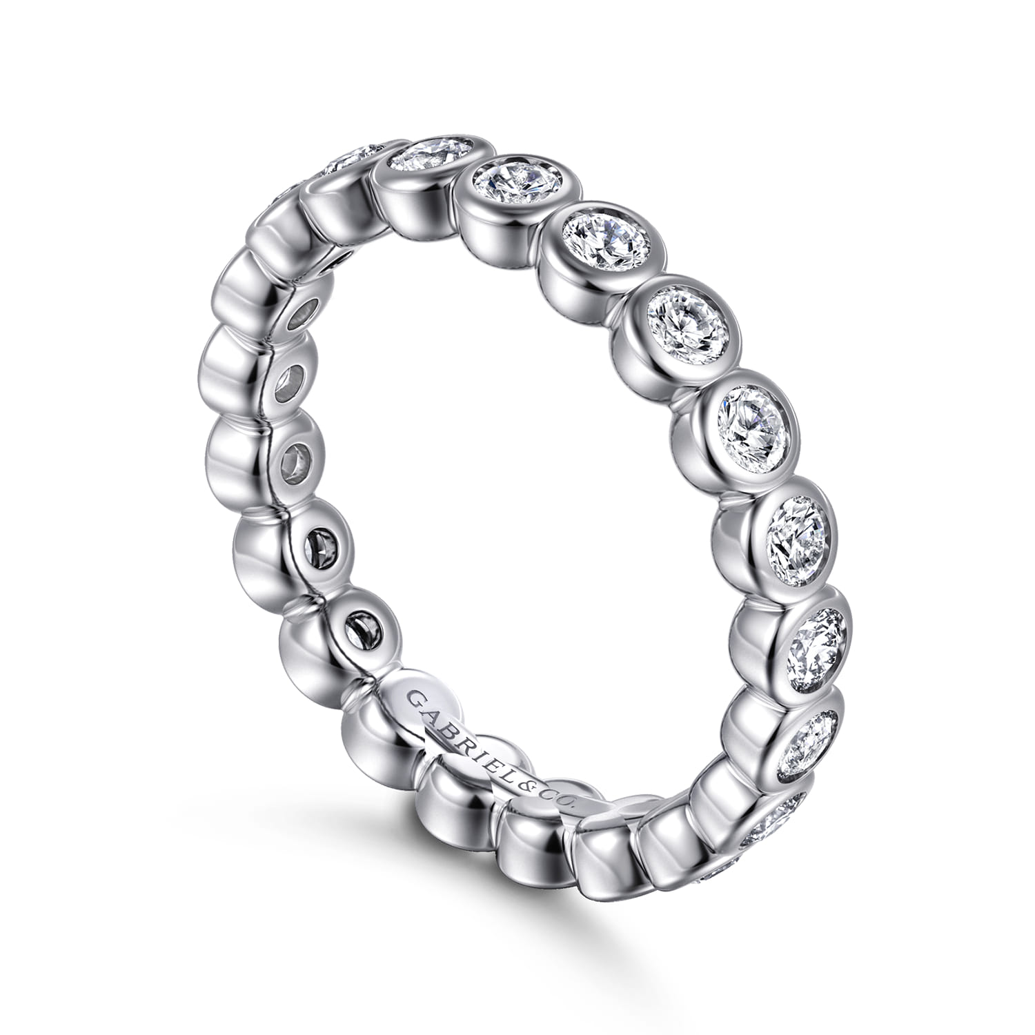 Eternity Band Wedding Ring in 14k White Gold with Round Natural Diamond at Gabriel & Co. - Shot 3