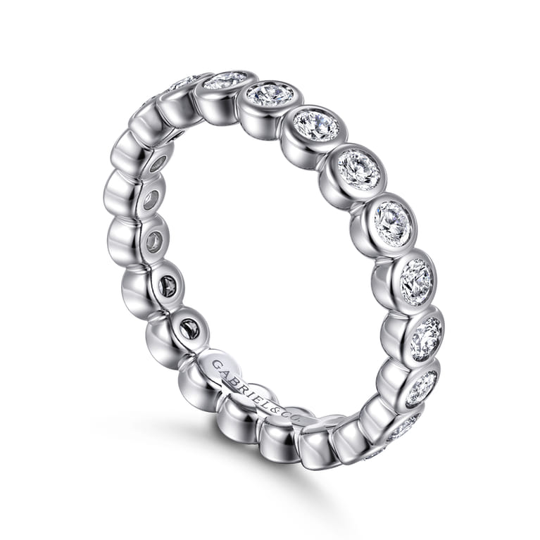Eternity Band Wedding Ring in 14k White Gold with Round Natural Diamond at Gabriel & Co. - Shot 3