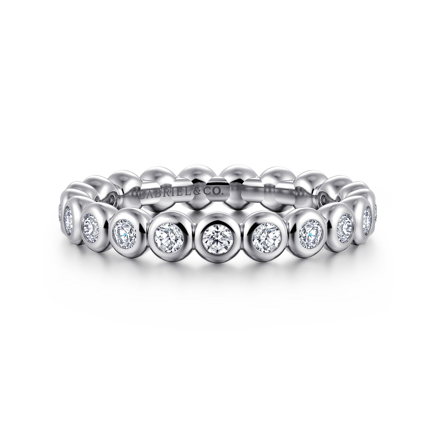 Eternity Band Wedding Ring in 14k White Gold with Round Natural Diamond at Gabriel & Co. - Shot 1