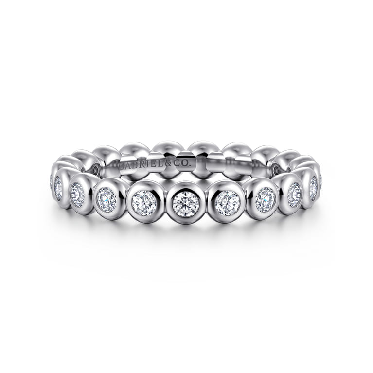 Eternity Band Wedding Ring in 14k White Gold with Round Natural Diamond at Gabriel & Co. - Shot 1