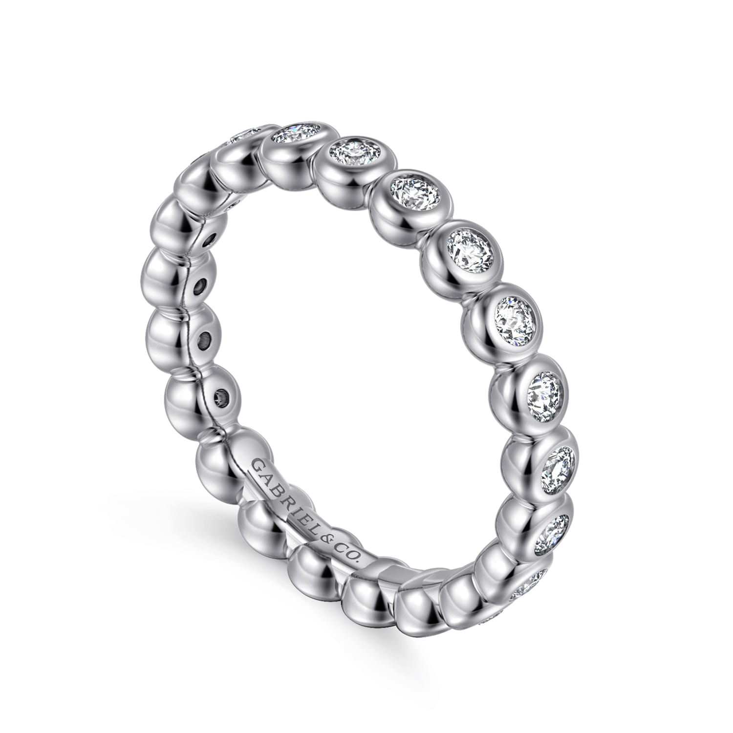 Eternity Band Wedding Ring in 14k White Gold with Round Natural Diamond at Gabriel & Co. - Shot 3