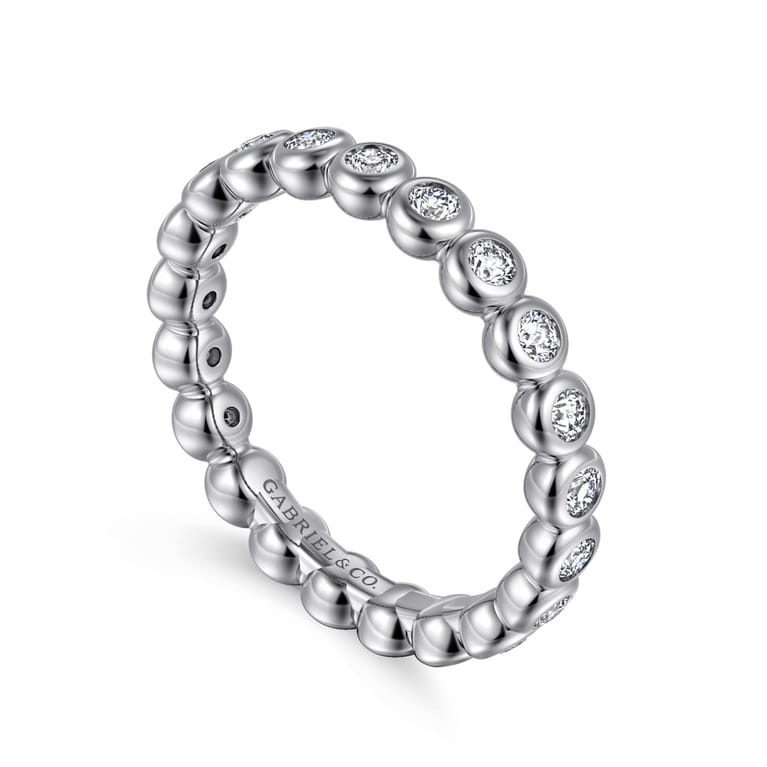 Eternity Band Wedding Ring in 14k White Gold with Round Natural Diamond at Gabriel & Co. - Shot 3