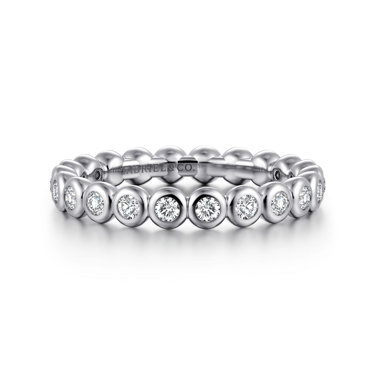 Eternity Band Wedding Ring in 14k White Gold with Round Natural Diamond at Gabriel & Co. - Shot 1