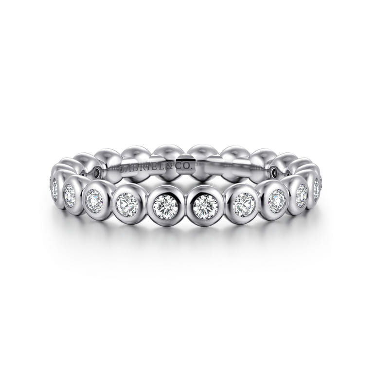 Eternity Band Wedding Ring in 14k White Gold with Round Natural Diamond at Gabriel & Co. - Shot 1