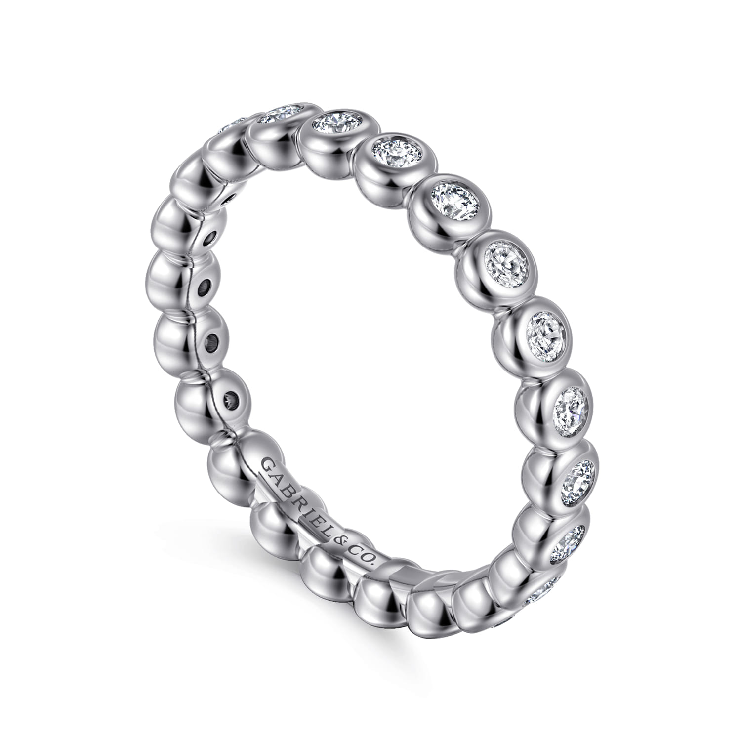 Eternity Band Wedding Ring in 14k White Gold with Round Natural Diamond at Gabriel & Co. - Shot 3